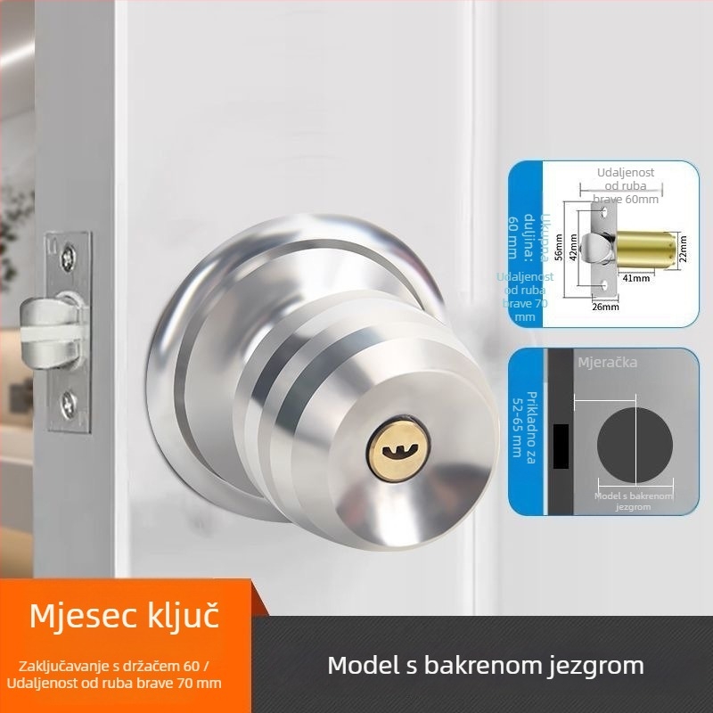 Ball lock brava za unutarnje vrata, multifunkcionalna, od željeza, model 5831, moderan stil