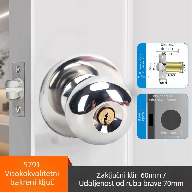 Ball lock brava za unutarnje vrata, multifunkcionalna, od željeza, model 5831, moderan stil