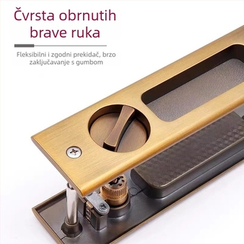 Asabi 9026 klizna vrata brava s ugrađenom ručkom, izrađena od cinkove legure, skriveni mehanizam, za drvena vrata, pogodna za balkonska i kuhinjska vrata, moderan minimalistički stil