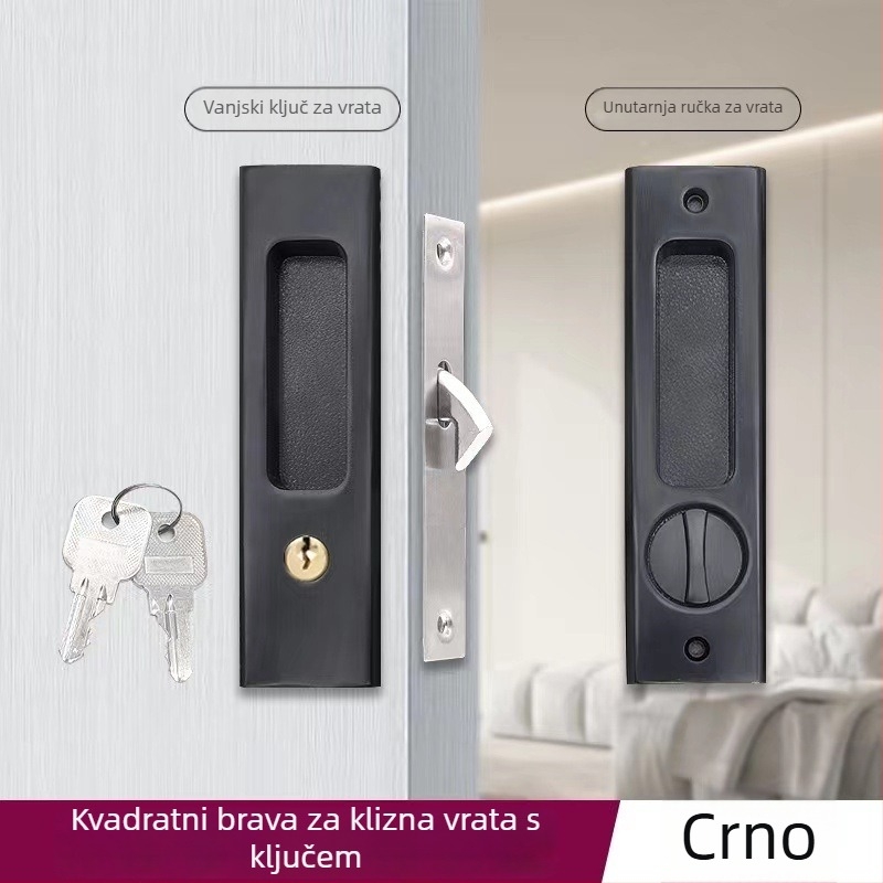 Asabi 9026 klizna vrata brava s ugrađenom ručkom, izrađena od cinkove legure, skriveni mehanizam, za drvena vrata, pogodna za balkonska i kuhinjska vrata, moderan minimalistički stil