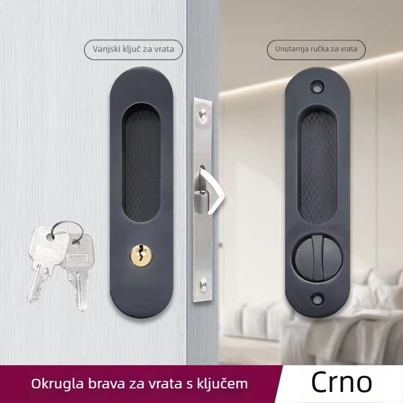 Asabi 9026 klizna vrata brava s ugrađenom ručkom, izrađena od cinkove legure, skriveni mehanizam, za drvena vrata, pogodna za balkonska i kuhinjska vrata, moderan minimalistički stil