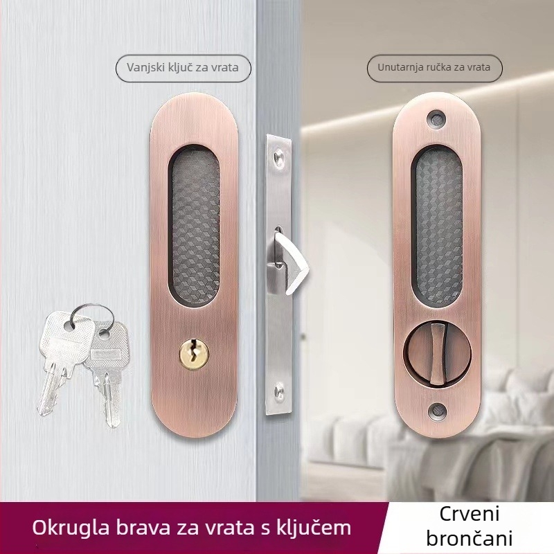 Asabi 9026 klizna vrata brava s ugrađenom ručkom, izrađena od cinkove legure, skriveni mehanizam, za drvena vrata, pogodna za balkonska i kuhinjska vrata, moderan minimalistički stil