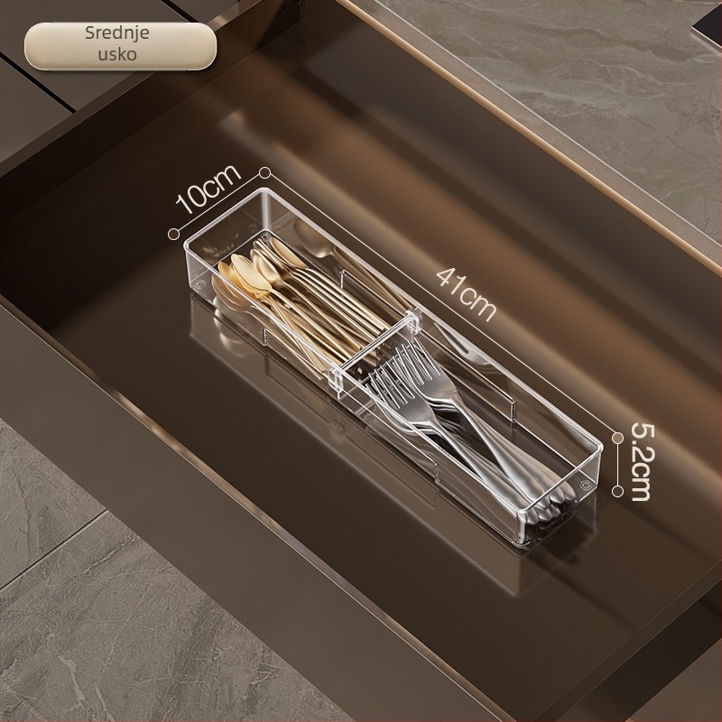 Kutija za pohranu u ladici s uklonjivim dijeličem; prozirni PET materijal, jednostavan i moderan stil, postavljanje na pod, prilagodljivo