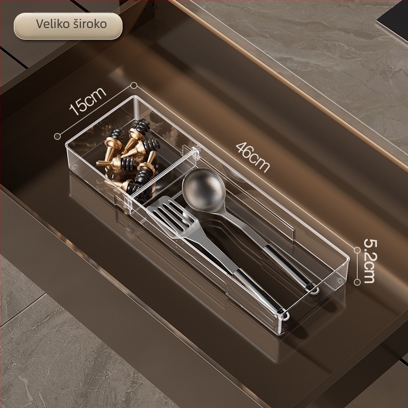 Kutija za pohranu u ladici s uklonjivim dijeličem; prozirni PET materijal, jednostavan i moderan stil, postavljanje na pod, prilagodljivo