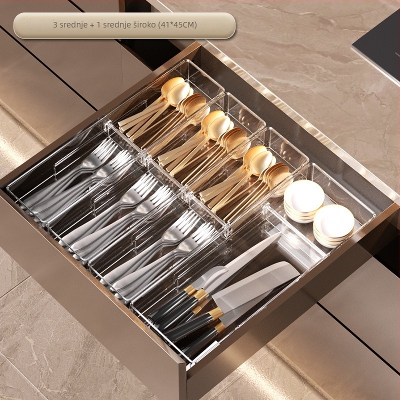 Kutija za pohranu u ladici s uklonjivim dijeličem; prozirni PET materijal, jednostavan i moderan stil, postavljanje na pod, prilagodljivo