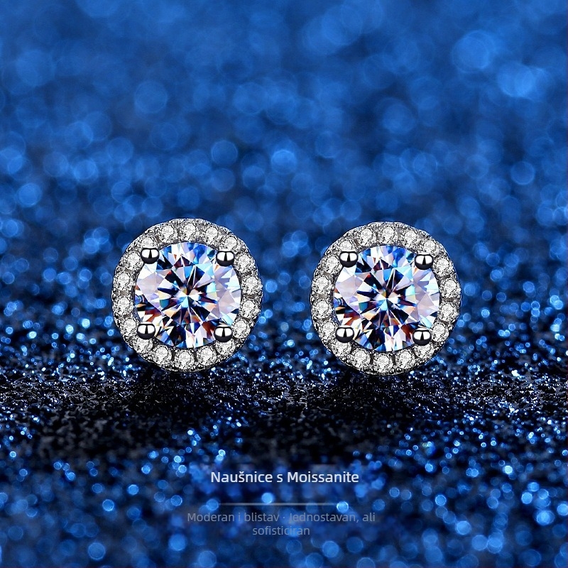 Naušnice: Moissan Diamond snježna pahulja, 925 srebro, elektroplatiranje, cvjetni dizajn, žene