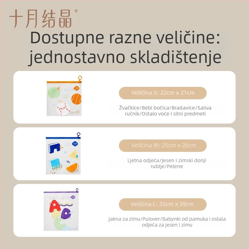 October Crystal Torbe za pohranu pelena za bebe sa zatvaračem na zip i pull-tab, PE materijal, set od 10 komada