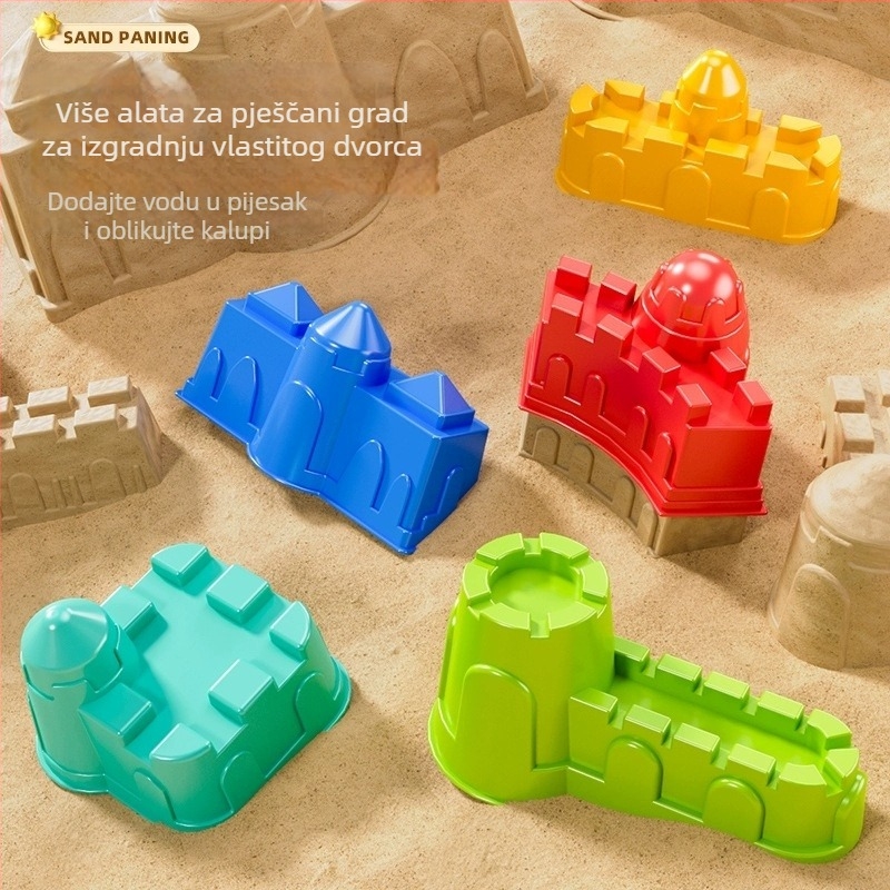 Dječji set za plažu s autićem i igrama u pijesku i snijegu; plastična konstrukcija, za djecu 4–6 godina, uključuje kantu i lopaticu