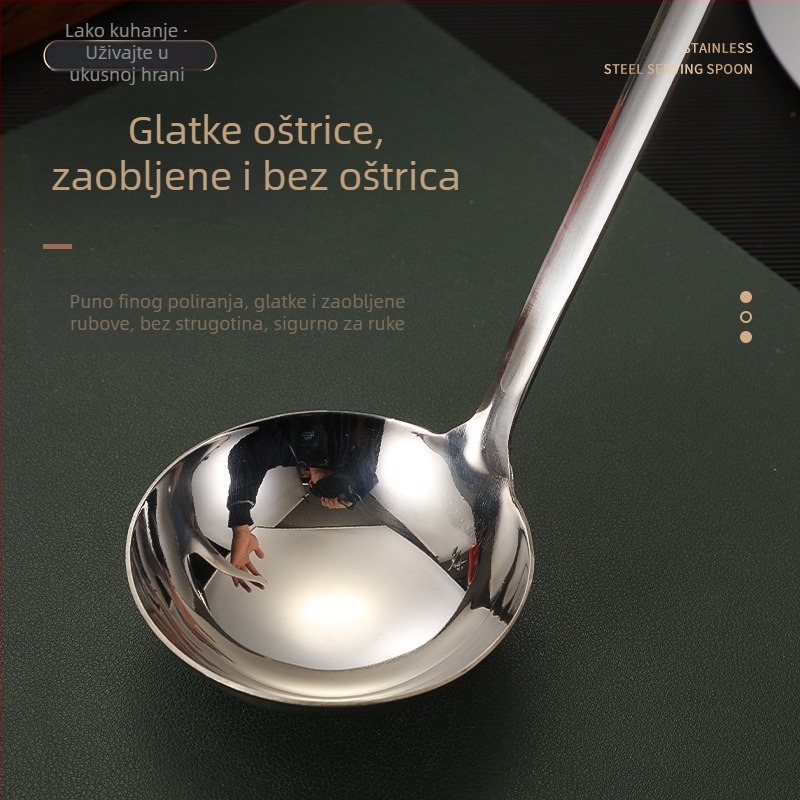 Set juhe i cediljka od nehrđajućeg čelika – debela konstrukcija, otpornost na visoke temperature, držak i kašika od nehrđajućeg čelika, otisak logotipa, mogućnost prilagodbe