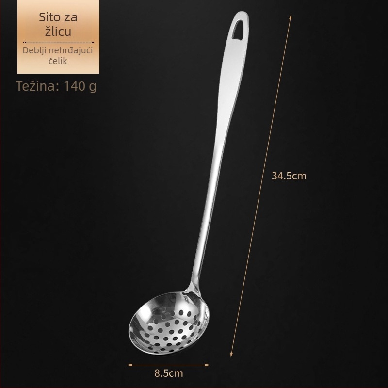 Set juhe i cediljka od nehrđajućeg čelika – debela konstrukcija, otpornost na visoke temperature, držak i kašika od nehrđajućeg čelika, otisak logotipa, mogućnost prilagodbe