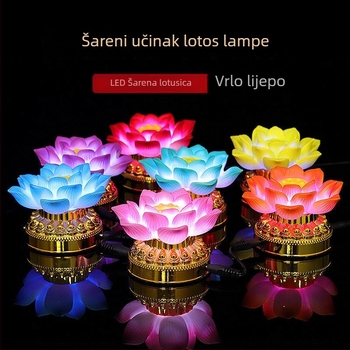 Lotos lampu za štovanje Buddhe — smola; poluručna i polu-mehanička izrada; kategorija: lampa lotosa; namjena: vjerske potrepštine; pakiranje: karton