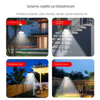 Solarna vanjska LED rasvjeta s senzorom pokreta za vrt i ogradu — IP65, 3,6 V, 6–12 sati rada