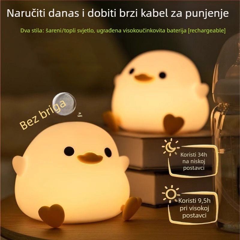 Noćna lampica u obliku životinje za bebe, silikon prehrambene kvalitete, USB napajanje, dodirno aktiviranje