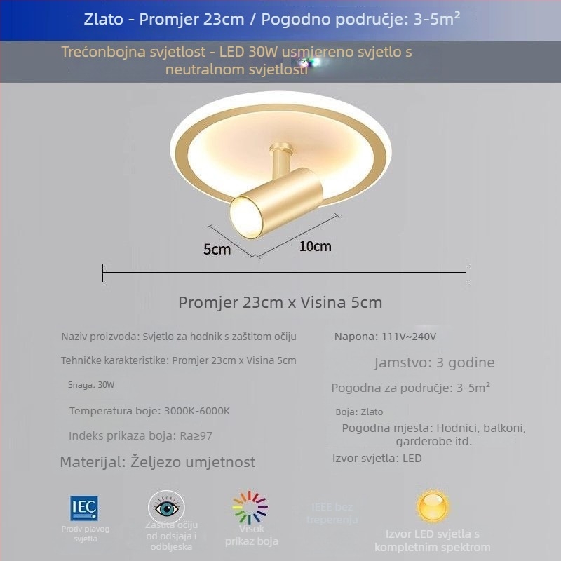 Stropno svjetlo, moderno minimalističko LED, površinsko postavljeno rotirajuće spot svjetlo, tijelo od željeza, PVC sjenilo, 220V, 3C certifikat
