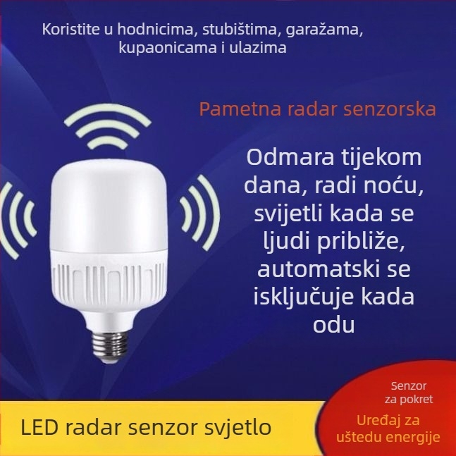 LED plafonjera s radarskim senzorom pokreta i upravljanjem zvukom i svjetlošću, 120 V, Ali smart, FCC-B, pogodna za balkon i hodnik