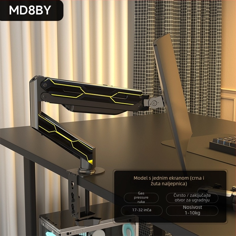 Md8 Nadograđeni nosač monitora – hladno valjana čeli, kompatibilan s 17–32 inča, 3 kg, rotirajući cantilever stolni stalak