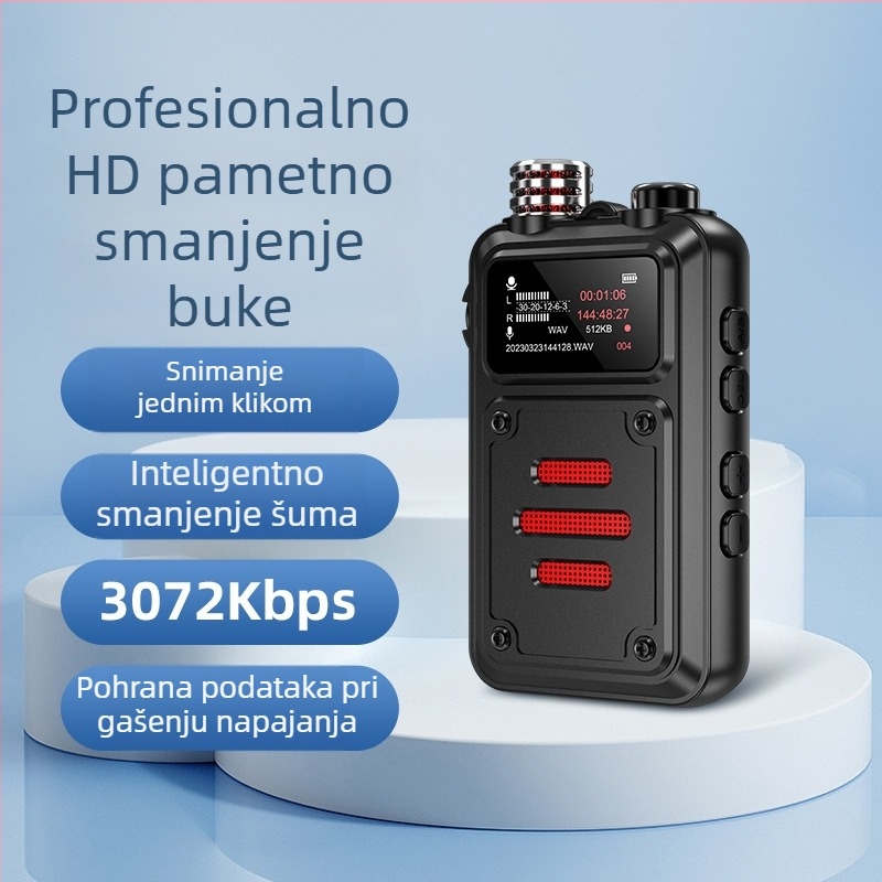 MP3 player s 3-mikrofonskim zapisom, WAV format, 5400 vremena snimanja, domet 10 m, USB 2.0