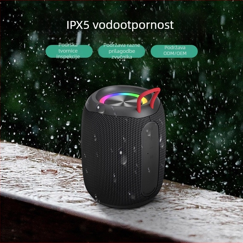Prijenosni Bluetooth zvučnik s dva drajvera, Bluetooth 5.3, IPX5 vodootporan, 5W izlaz, ugrađena baterija 1000–1200 mAh, frekvencijski raspon 100 Hz–20 kHz