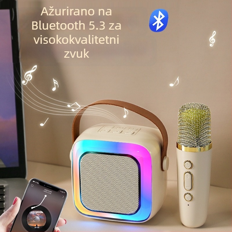 Prenosni Bluetooth karaoke zvučnik s ugrađenom baterijom (Bluetooth 5.0, IPX7, 5W, frekvencijski raspon 100 Hz–20 kHz, 800–1000 mAh)