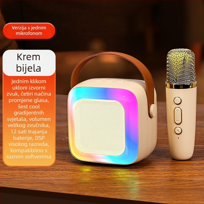 Prenosni Bluetooth karaoke zvučnik s ugrađenom baterijom (Bluetooth 5.0, IPX7, 5W, frekvencijski raspon 100 Hz–20 kHz, 800–1000 mAh)