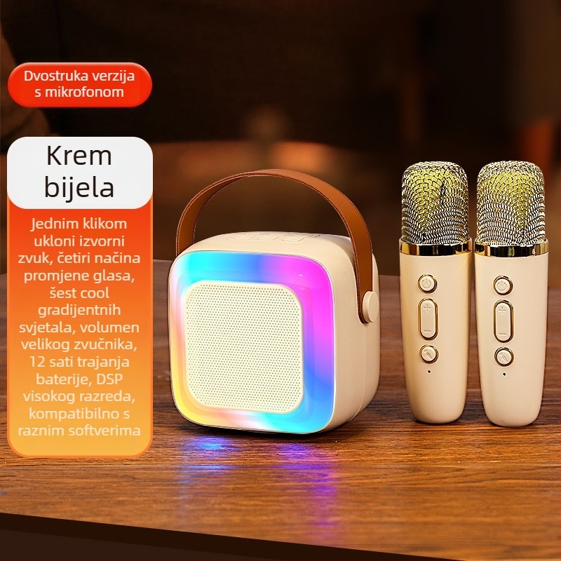 Prenosni Bluetooth karaoke zvučnik s ugrađenom baterijom (Bluetooth 5.0, IPX7, 5W, frekvencijski raspon 100 Hz–20 kHz, 800–1000 mAh)