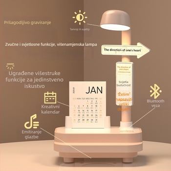 Kreativna Bluetooth audio noćna svjetiljka za spavaću sobu, stolna lampa s dvostrukom funkcijom, 3 boje temperature, 1200Ah baterija, 5V/2A