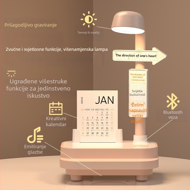 Kreativna Bluetooth audio noćna svjetiljka za spavaću sobu, stolna lampa s dvostrukom funkcijom, 3 boje temperature, 1200Ah baterija, 5V/2A