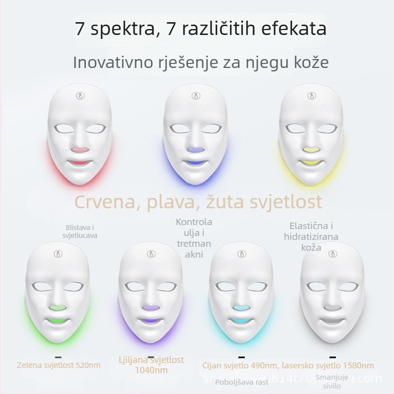 LED uređaj za pomlađivanje lica – Pomlađivanje kože LED svjetlosnom terapijom; Ugrađena baterija 800–1000 mAh; Kućna upotreba; IPX0; Fizioterapijski instrument