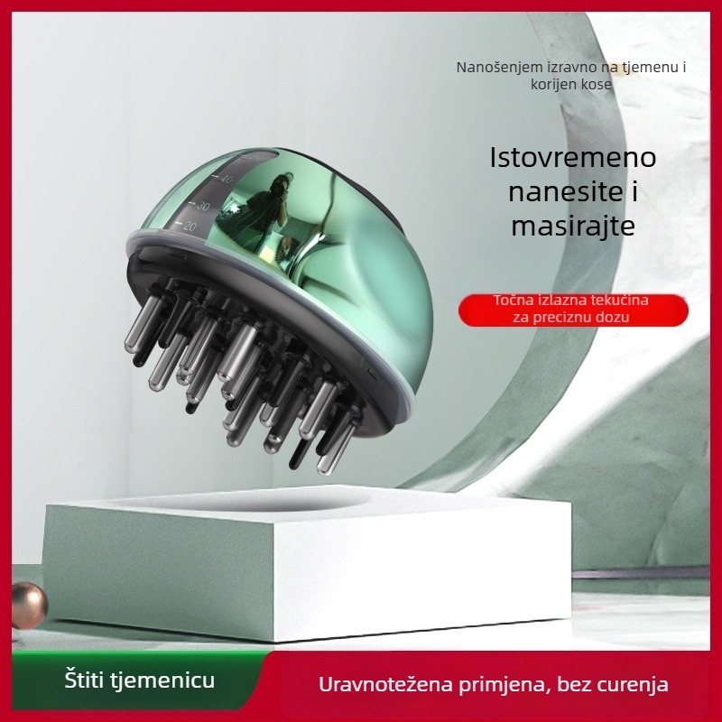 Aplikator za vlasište s tekućinom za njegu kose, četka s kuglicama za usmjeravanje tekućine, model Liquid Diverter; težina 35-40 g; pogodan za sve sezone; opća namjena