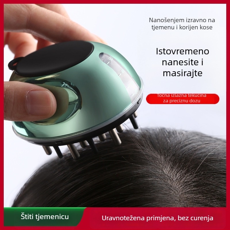 Aplikator za vlasište s tekućinom za njegu kose, četka s kuglicama za usmjeravanje tekućine, model Liquid Diverter; težina 35-40 g; pogodan za sve sezone; opća namjena