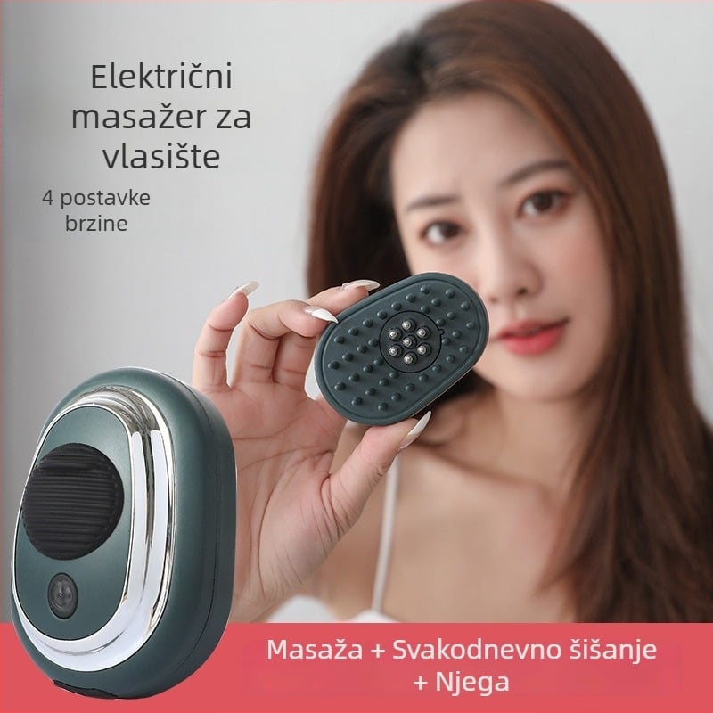 Električni češalj za vlasište s doziranjem tekućine i masažom kuglicom – aplikator eteričnog ulja za njegu kose, model KL-5885B, težina 109 g, uključuje masažni češalj, upute, kabel za punjenje