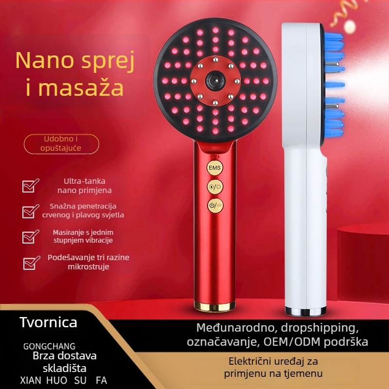 Električni masažni češalj za glavu – vibracijski masažer, model S2, baterijsko napajanje, mehaničko upravljanje, 4 brzine