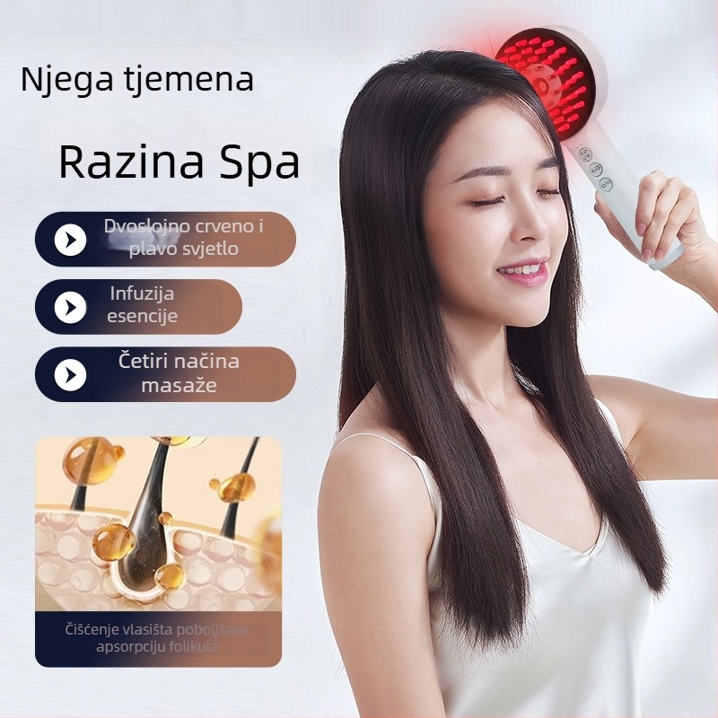 Električni masažni češalj za glavu – vibracijski masažer, model S2, baterijsko napajanje, mehaničko upravljanje, 4 brzine