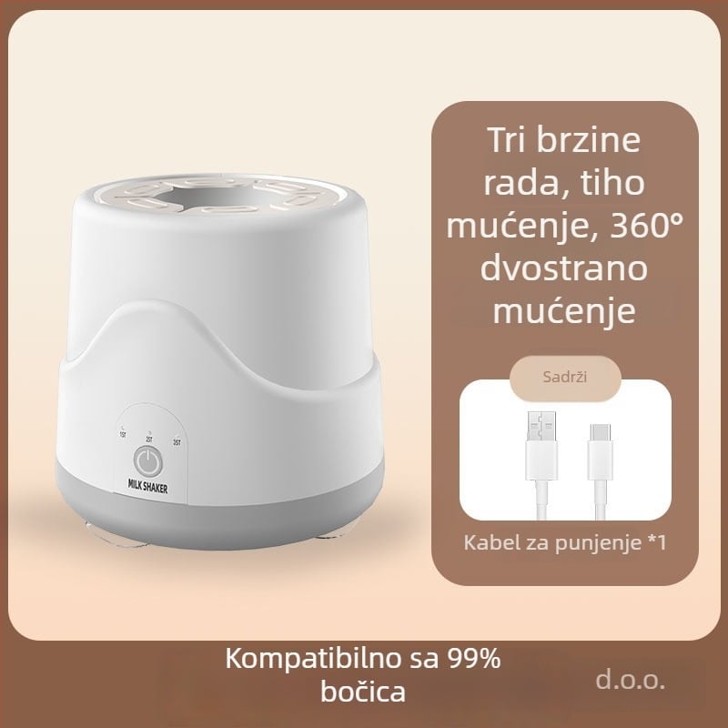 Električni shaker za mlijeko za bebe s 55°C konstantnom temperaturom, USB punjenje, 3 brzine miješanja, brzo zagrijavanje