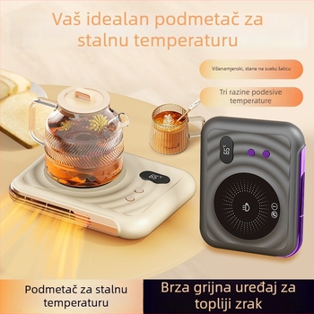 Dva u jedan stolni termostatski podmetač i grijač s dodirnim upravljanjem, napajanje iz mreže, automatsko isključivanje