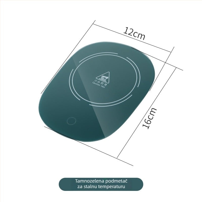 Dva u jedan stolni termostatski podmetač i grijač s dodirnim upravljanjem, napajanje iz mreže, automatsko isključivanje