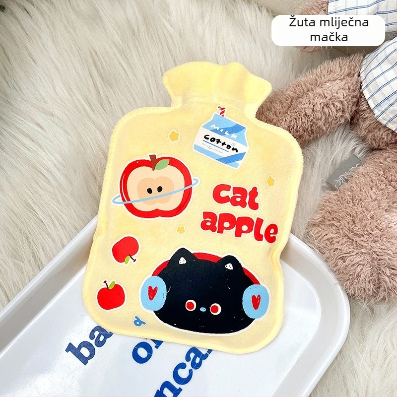 Buteljka za vruću vodu napunjena vodom – velvet Teddy, crtani stil, pogodna za ruke, noge i želudac, zagrijavanje ubrizgavanjem vode, 38 g