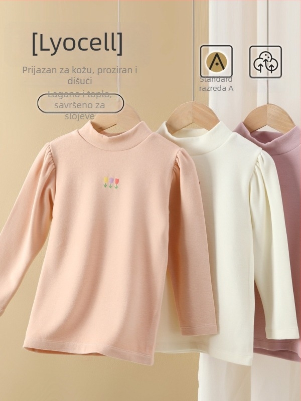 Dječja zimska majica s okruglim izrezom, Lyocell 50,6%, 330 g/m², mekana brusirana tkanina, za djecu iznad 140 cm