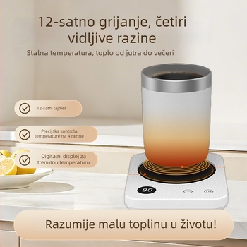 Grijaća podloga za šalice s 4 razine temperature do 80°C, dodirni upravljanje, AC napajanje, automatsko isključivanje