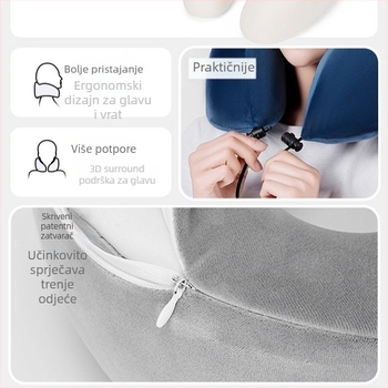 U-oblik jastuk za putovanje za vrat s memory foam punjenjem, univerzalna prilagodba, marka Sincere and Warm, težina do 0,5 kg