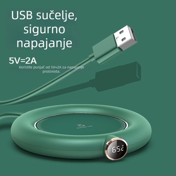 Inteligentna podložka za grijanje šalice s plastičnim kućištem, USB napajanje, mehaničko upravljanje, bez automatskog isključivanja.