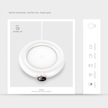 Inteligentna podložka za grijanje šalice s plastičnim kućištem, USB napajanje, mehaničko upravljanje, bez automatskog isključivanja.