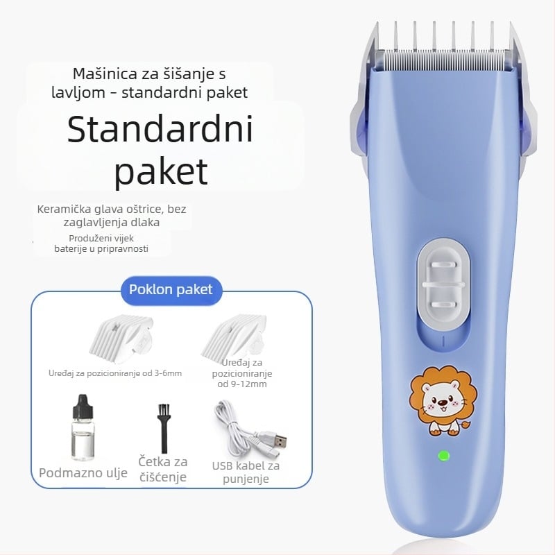 Dječji električni šišač kose, tih rad, 50W, punjenje, keramička oštrica