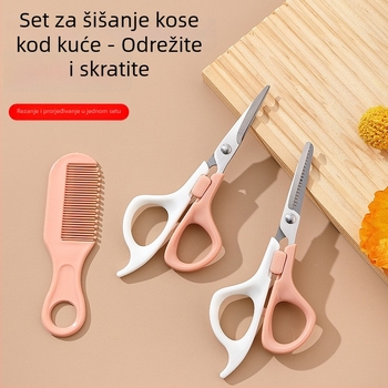 Set škara za kosu za bebe: ravne škarice, škarice za zgušnjavanje s 20 zubiju i češalj; zgušnjavanje 15-25