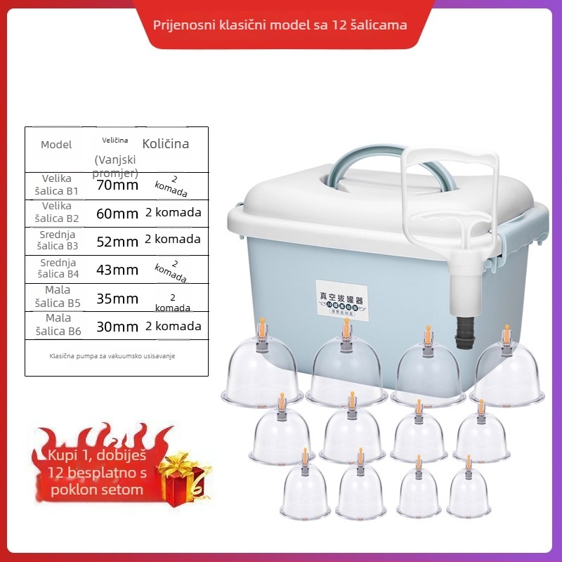 Kangji vakuumski set za cupping, 10 kom., plastika, 1 kg