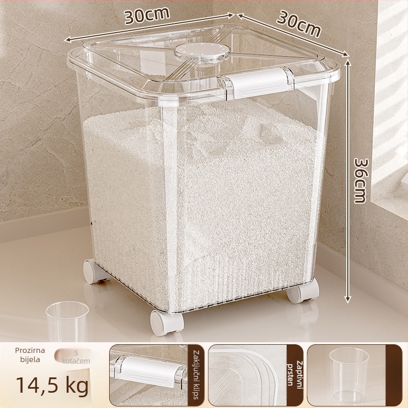 Spremnik za rižu, otporan na vlagu i štetnike (PP plast, kapacitet 10L+, Mabalo/maibaolong)