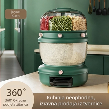 Kutija za skladištenje riže s rotirajućom klasifikacijom žitarica, dvostruki sloj, 5–6 L, zatvorena, otporna na vlagu i insekte, PP plast