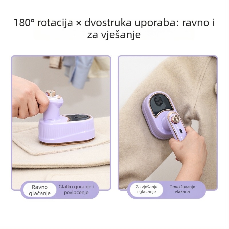 Dva u jednom parno glačalo za odjeću – mokro i suho glačanje, sklopivi prijenosni ručni dizajn, 40W, 110–240V, kapacitet <0,8 L, drugo podešenje temperature