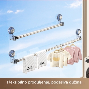 Produžna balkonska šipka za sušenje odjeće sa usisnom čašom, karbonska čelika, moderni minimalistički dizajn, brend Jia Zhi Wang, model 8856