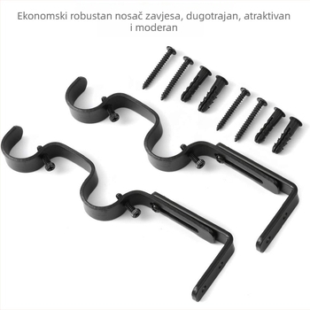 Dodatna oprema za zavjese - Podesivi dvostruki držač za zavjesnu šipku, Model 04-700-0041/42/43/44/45, Željezo, Uključuje paket vijaka